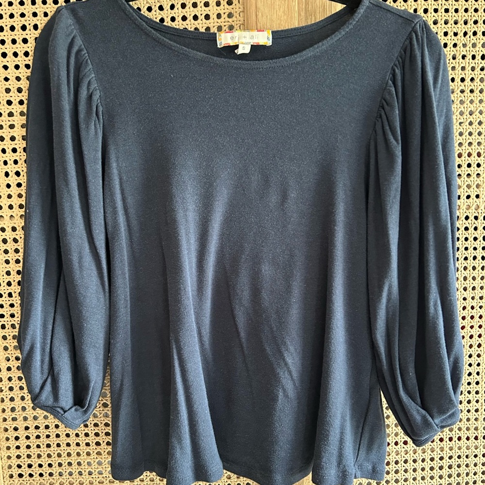 Anthropologie Eri + Ali Navy Blue Women's Jersey Top Small